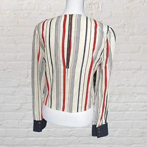 NWT Fate by LFD Striped Long Sleeve Top Blue Red Size Small - Picture 3 of 8